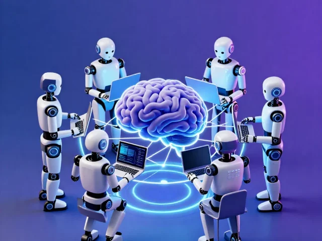 AI agents team collaboration illustration